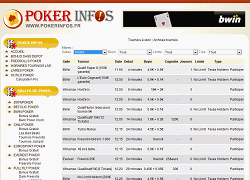 capture ecran de Poker infos : Planning tournois poker