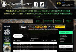 screenshot du site Les maitres du foot